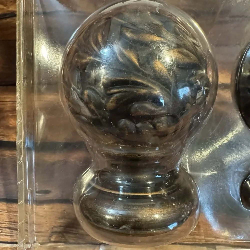 Palais Royale Valencia Twist Ball Finial Pair Venetian Black Curtain Rod Set New